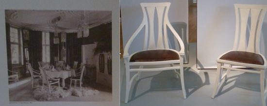 Stuhl Modell Speisezimmer - Haus Behrens - Entwurf 1900/01 - Pappelholz, weiß lackiert, Lederbezug - Hersteller: vermutl. J.D. Heymann, Hamburg