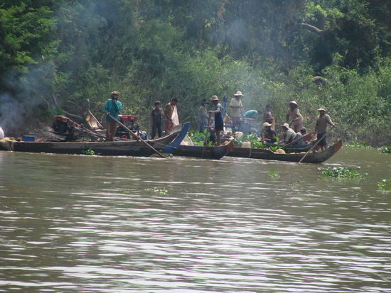 Fischer Auf dem Mekong Fluss.