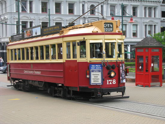 Touristen Tram in Christchurch...