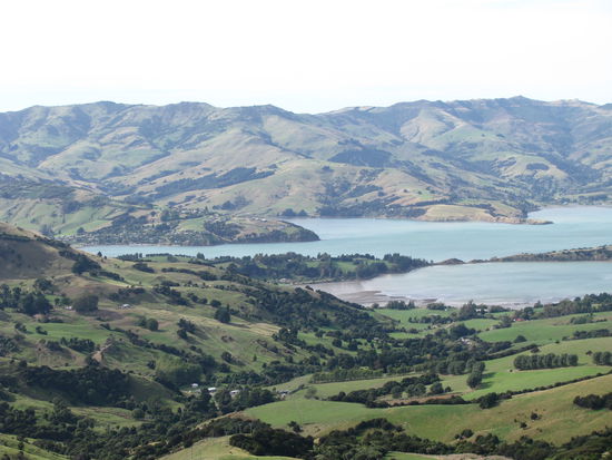Ausblick ueber Bank Peninsula...