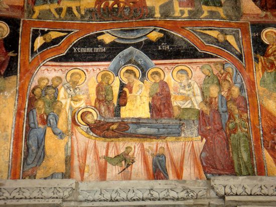 2010 - Kloster Sinaia; Fresko über dem Eingang zur Kapelle