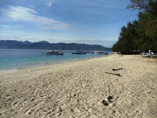 Strand von Gili Trawangan, direkt vor unserer Haustuere