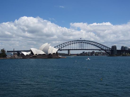 Endlich live - das Opera House und die Harbour Bridge ...