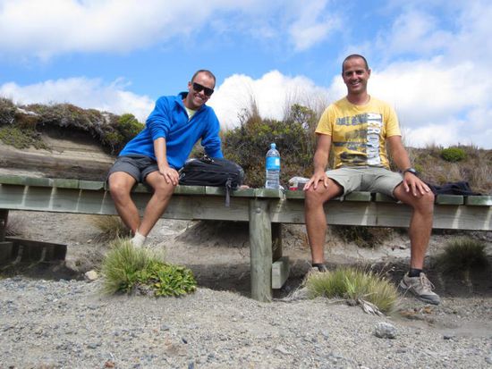 Kurz vor dem Wendepunkt noch eine kurze Pause für die ungeübten Wanderer 