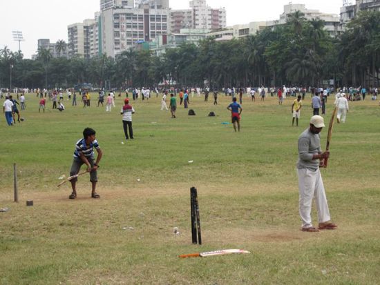 Die Inder bei ihrem Lieblingssport Cricket - so populaer wie bei uns Fussball
