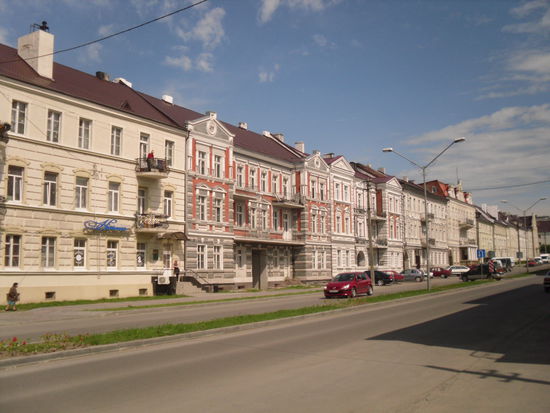 restaurierter Straßenzug in Gumbinnen