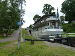 Schiff in der Schleusentreppe Motala ...