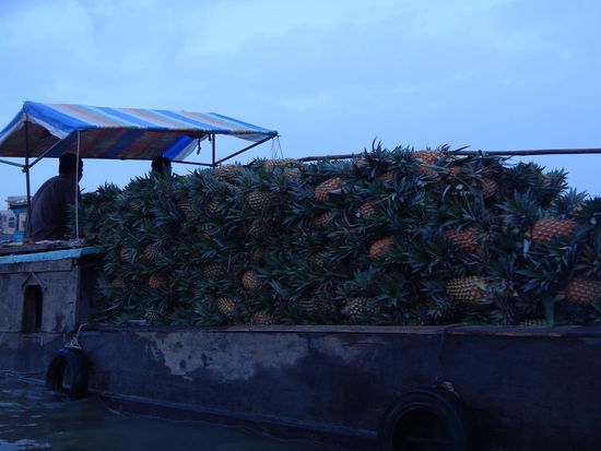 Der schwimmende Markt- man kann sehn, hier gibts Tonnen von Fruechten (Can Tho)