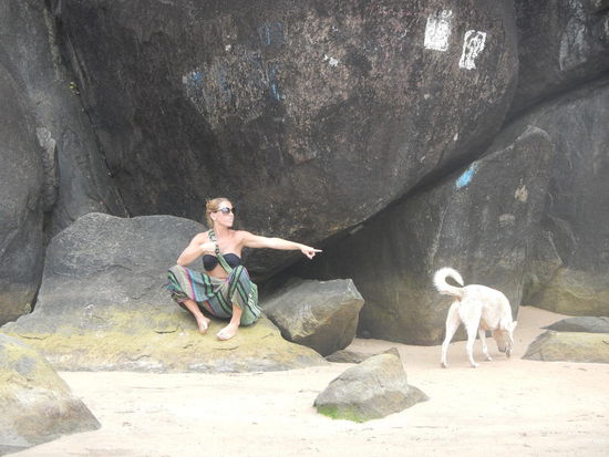 Auch hier sind einige Wauzis am Strand unterwegs, aber alle seeehhr gutmuetig. (Palolem)