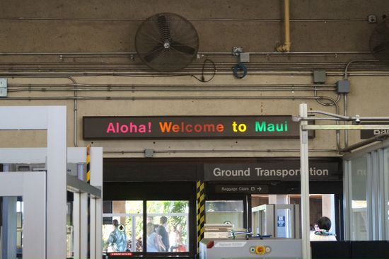 Bunter empfang am Maui Airport