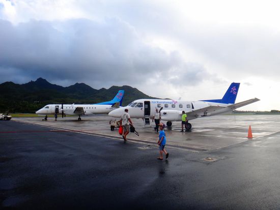 Das vordere war mein Flugzeug nach Aitutaki 