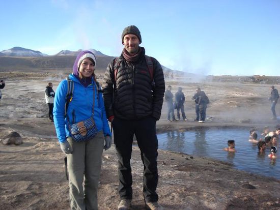Beim Tatio-Geysir habe ich das deutsche Pärchen aus dem Guesthouse auf Rarotonga wiedergetroffen - ein großer Zufall, da wir nicht im selben Hostel in SPDA gewohnt haben und sie eigentlich gar nicht nach Chile wollten.