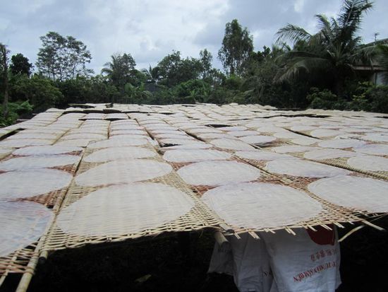 Reispapier am Trocknen