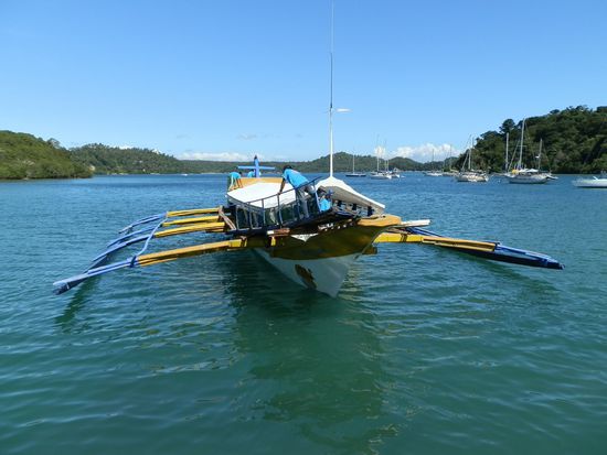 Das große Auslegerboot zur Sabang Beach
