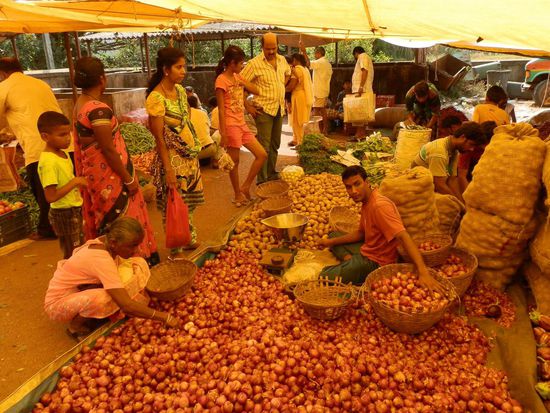 Hier sind wir auf dem Markt von Chaudi gelandet.