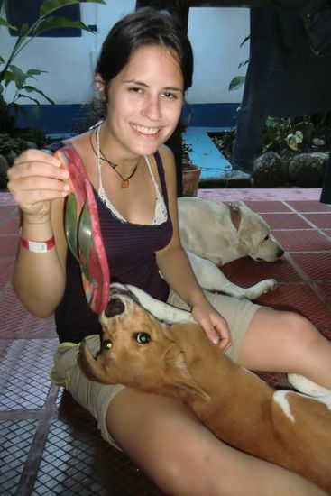 Unser Hostel lag auf einem Berg und hatte einen riesigen Garten mit sehr anhänglichen Hunden, Katzen, Schildkröten, Wellensittichen...