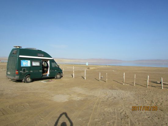 Am Kitesurfer Strand können wir über Nacht stehen bleiben.