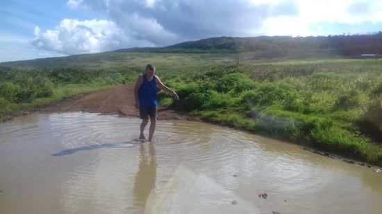 Hier hat die  Beifahrerin gestreikt, also muss der Fahrer die Tiefe ausloten.