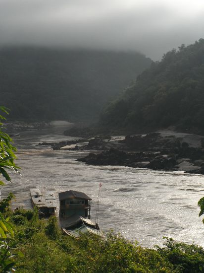 vor der Abahrt - Morgenstimmung am Mekong
