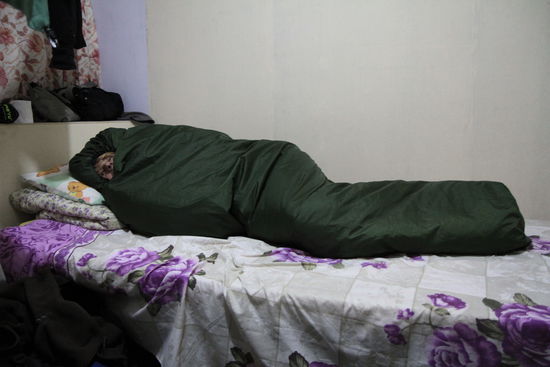 nachts im Schlafsack