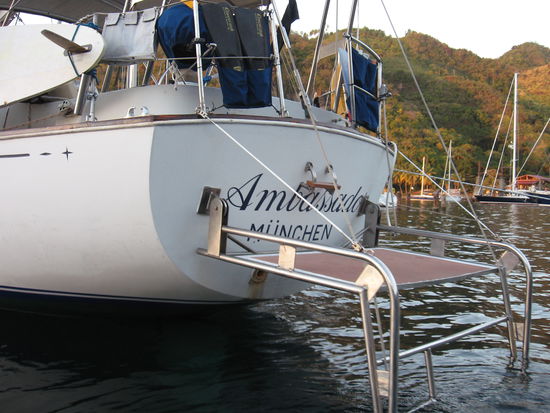 .....und runtergelassen zum Baden