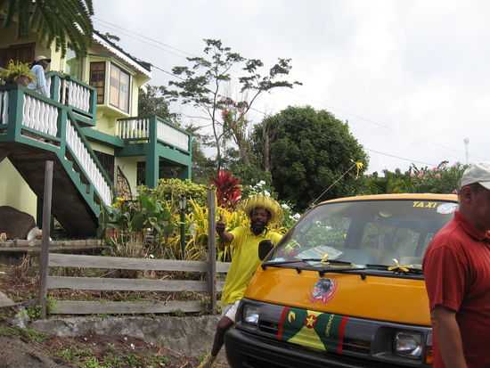 Yellow man mit yellow taxi