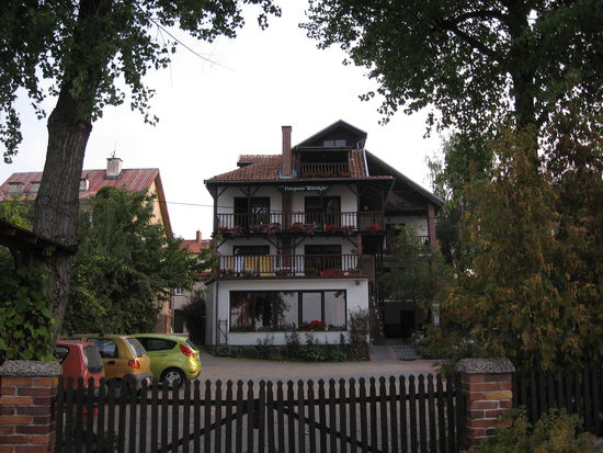 Pension Mikolajki, unsere Unterkunft, mit der wir hier sehr zufrieden waren.