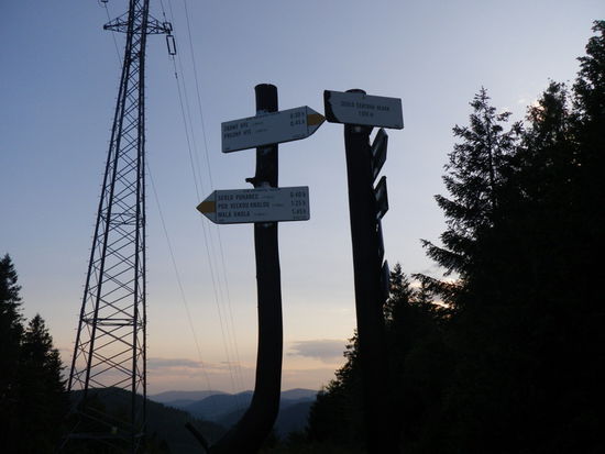 Abendstimmung mitten im Wald auf der Paßhöhe