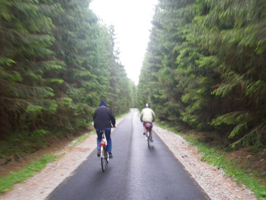 Zuletzt war ich 2010 hier und hatte mir auf dem Schottwerweg meine Sattelstütze abgebrochen. Umso mehr bin ich überrascht über die neue Asphaltierung. Das läßt den Regen vergessen.