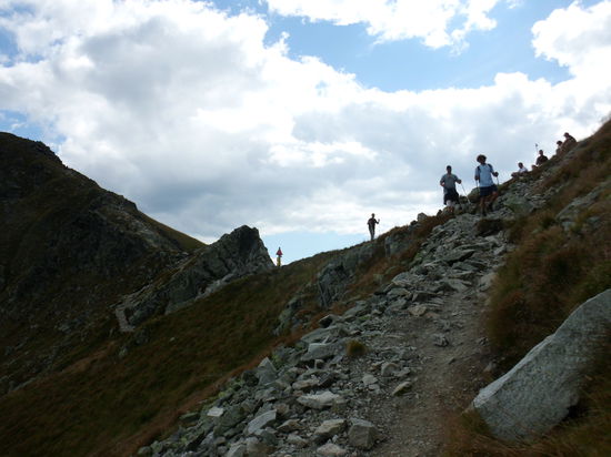nur noch 50 Höhenmeter ! Wir klettern 3 Minuten, um dann 2 Minuten zu verschnaufen, aber so schaffen wir's in der Zeit, die auf dem Wegweiser unten angegeben war
