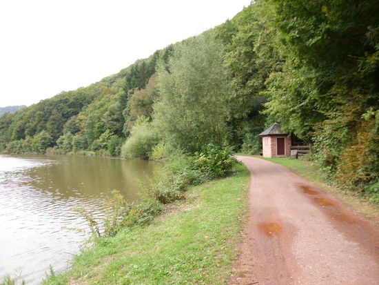 Natur pur: Der Weg an der Saarschleife von Mettlach. Eine Asphaltierung widerspäche dem Naturschutz, also naturbelassener Weg, für uns hier eine neue Erfahrung!