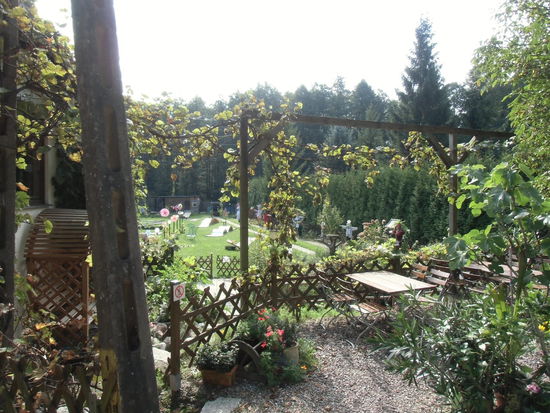 An diesem Tisch genießen wir anschließend unsere Pilzgerichte. Sie sind so reichlich, dass andere Gäste auch noch etwas abbekommen können !