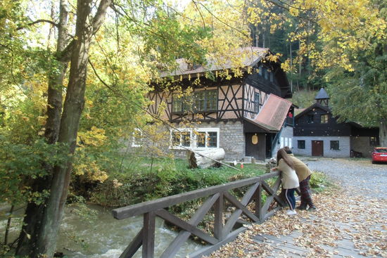 Hochwasser hat der Bach trotz des trockenen Sommers 2018. Nur, weil weiter oben die Talsperre abgelassen wird...... Immerhin wurde hier mal eine Wassermühle betrieben
