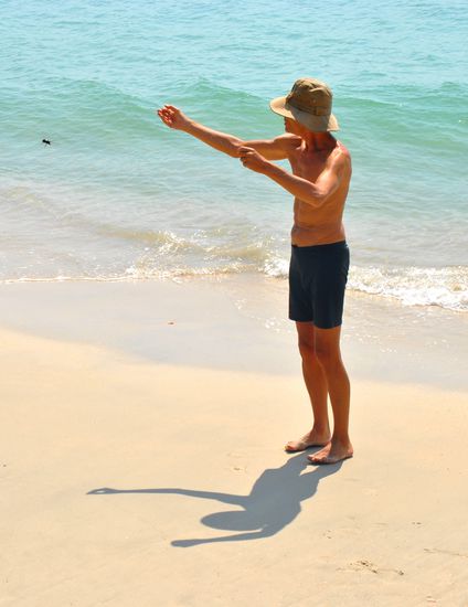 Yves mit Albert beim "Gassi-Fliegen"