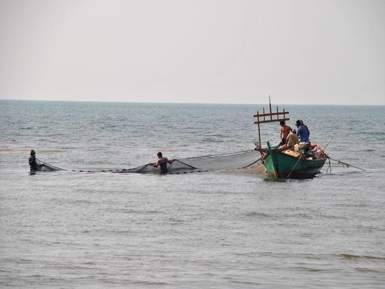 Krabbenfischer bei der Arbeit