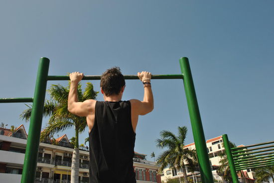 am Nachmittag hatte Kai freie Bahn für Klimmzüge...