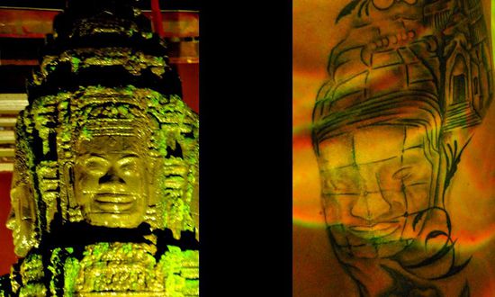 und am Ausgang treffe ich mein Stein-Original:
Stein trifft auf Haut