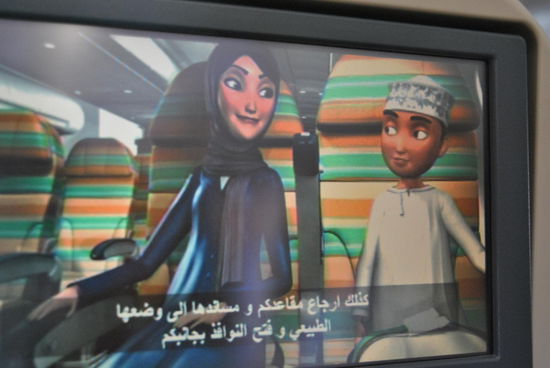 früher hatten die Stewardessen eine echte Choreo während der Sicherheitshinweise... heute gibt es die per Bildschirm....