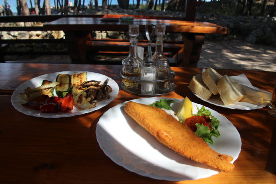 Seehecht und Grillgemüse, lecker