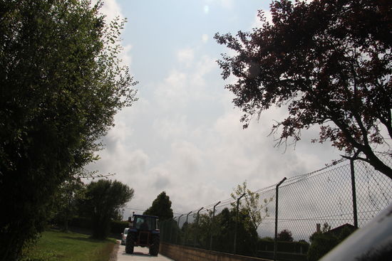 ICH - VORWÄRTS - hinter dem Traktor her, der uns den Weg zeigen will, den wir nicht finden. Und vor dem Traktor INGO RÜCKWÄRTS, weil kein Platz mehr zum Wenden ist.