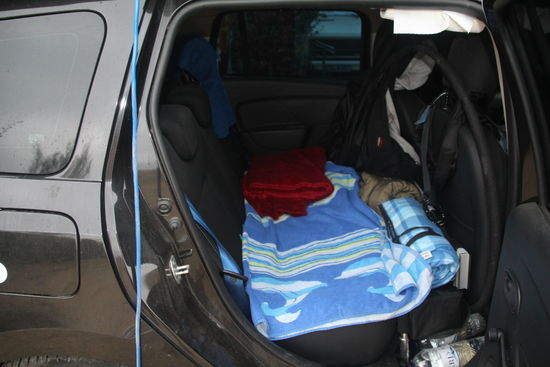 Die Rückbank für den Gewitternotfall mal frei gemacht 