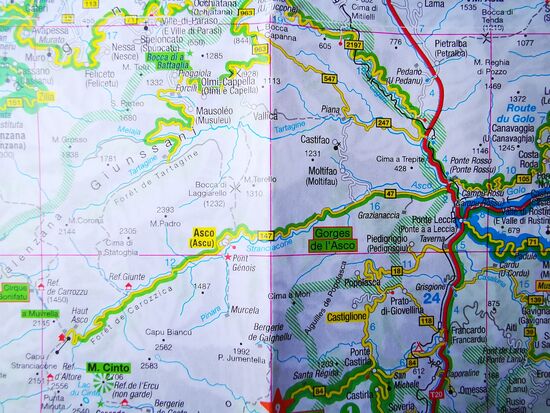 das Gebiet, in dem ich heute unterwegs war, abfotografiert von einer Karte.