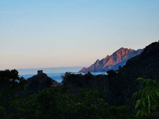 Letzter Blick auf die Bucht von Porto und den genuesischen Turm - le tour Génoise