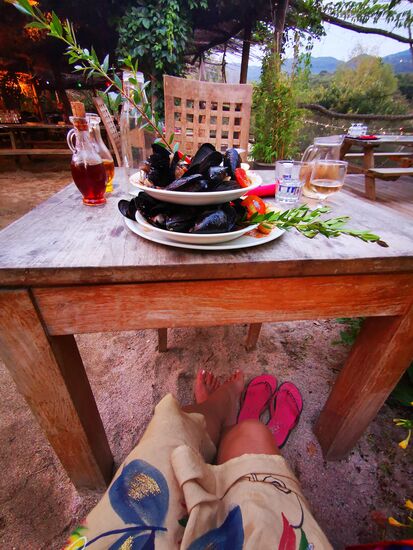 moules à la myrte (super lecker, sehr würzig)