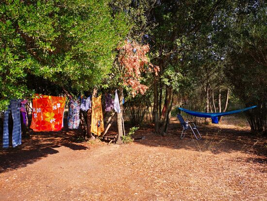 Das Duschdas vom letzten Reisetrip (Mövenpick Hotel HH) wird jetzt zum Wäschewaschen benutzt.