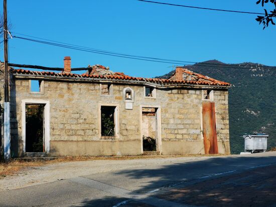 und wieder eine Behausung, wo die Natur im Inneren schon lange wieder die Vorherrschaft übernommen hat - warum hier ein Müllcontainer steht? ??