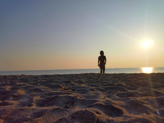 Schwimmen bei Sonnenaufgang - Wasser und Luft gefühlt ca. die gleiche Temperatur -herrlich!
