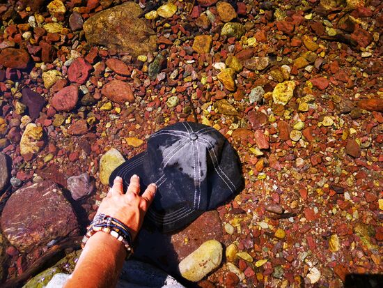 Kappe nass machen - für den Aufstieg