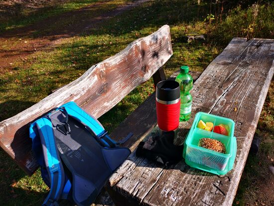bei dieser Pause habe ich mal wieder einen bemalten Stein im Gras gefunden - siehe Kapitel "BEMALTE STEINE"