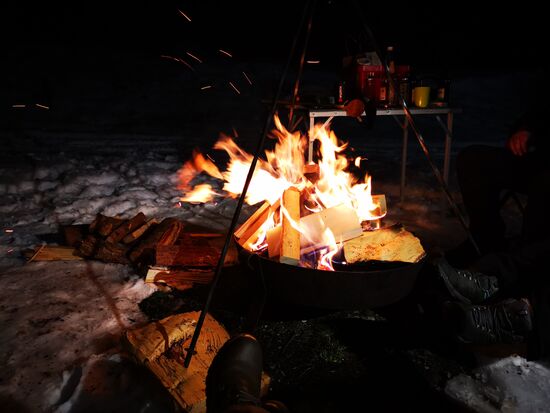 Silvesternacht mit Feuer und Schnee